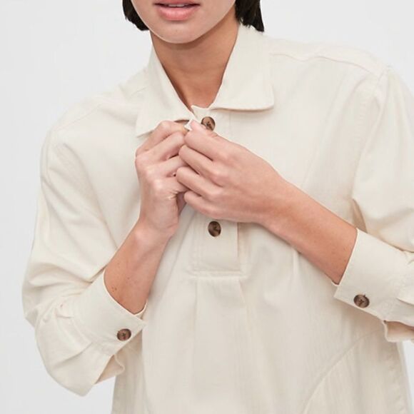 Gap Workforce Collection Cotton Pull Over Long Sleeve Ivory Chore Jacket Sz M - Picture 1 of 10